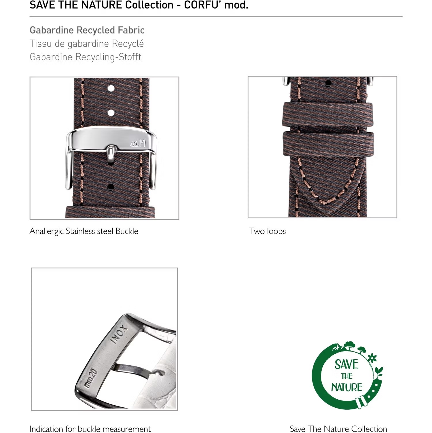 MORELLATO Corfu Save The Nature Watch Strap 20-18mm Brown Recycled Fabric A01X5390D12032CR20 - 4