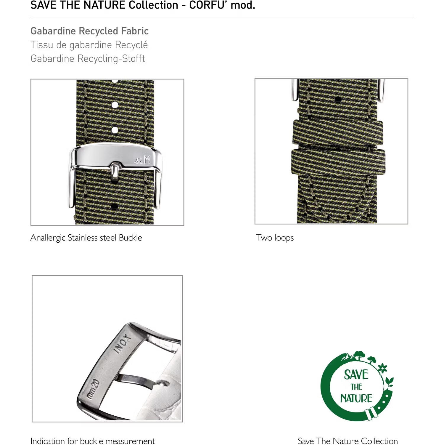 MORELLATO Corfu Save The Nature Watch Strap 20-18mm Green Recycled Fabric A01X5390D12073CR20 - 4