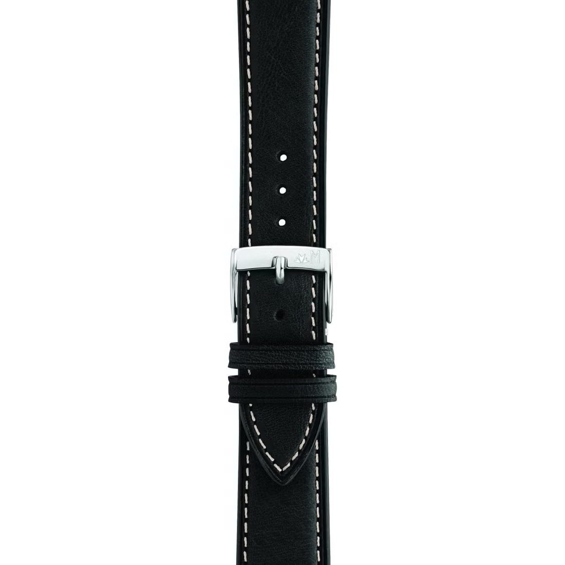 MORELLATO El Greco Hand Made Watch Strap 20-18mm Black Leather Silver Hardware A01X5439B71019CR20 - 