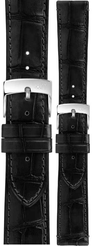 MORELLATO Tiepolo Hand Made Watch Strap 18-16mm Black Leather Silver Hardware A01X5534D40019CR18 - 
