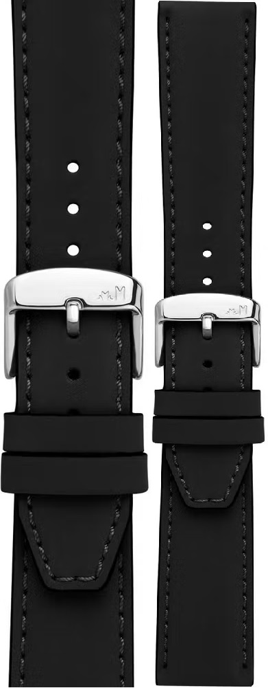 MORELLATO Square Watch Strap 20-18mm Black Leather Silver Hardware A01X5672D73019CR20 - 