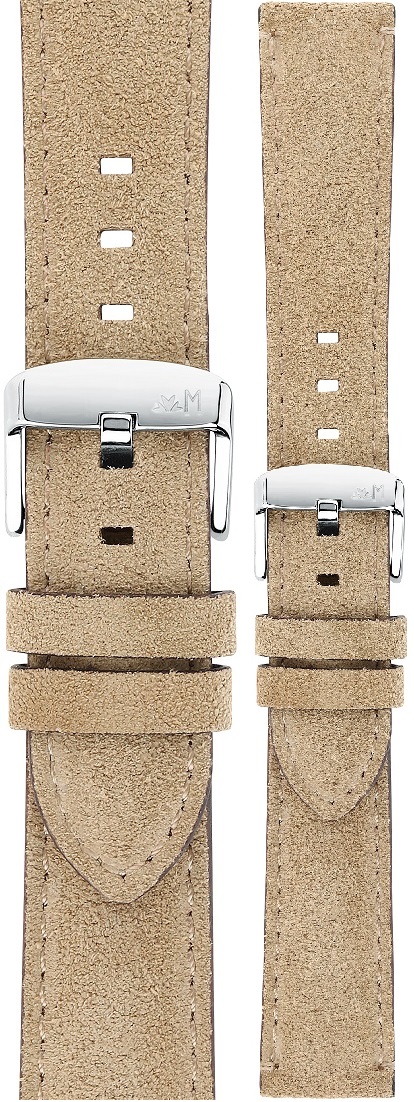 MORELLATO Schumann Hand Made Watch Strap 22-20mm Beige Extra Soft Suede Calf Leather Silver Hardware A01X5805D92026CR22 - 1