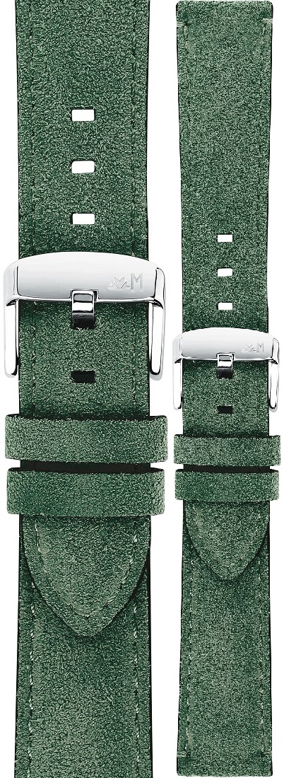 MORELLATO Schumann Hand Made Watch Strap 22-20mm Green Extra Soft Suede Calf Leather Silver Hardware A01X5805D92073CR22 - 