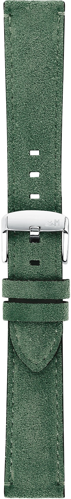 MORELLATO Schumann Hand Made Watch Strap 22-20mm Green Extra Soft Suede Calf Leather Silver Hardware A01X5805D92073CR22 - 3