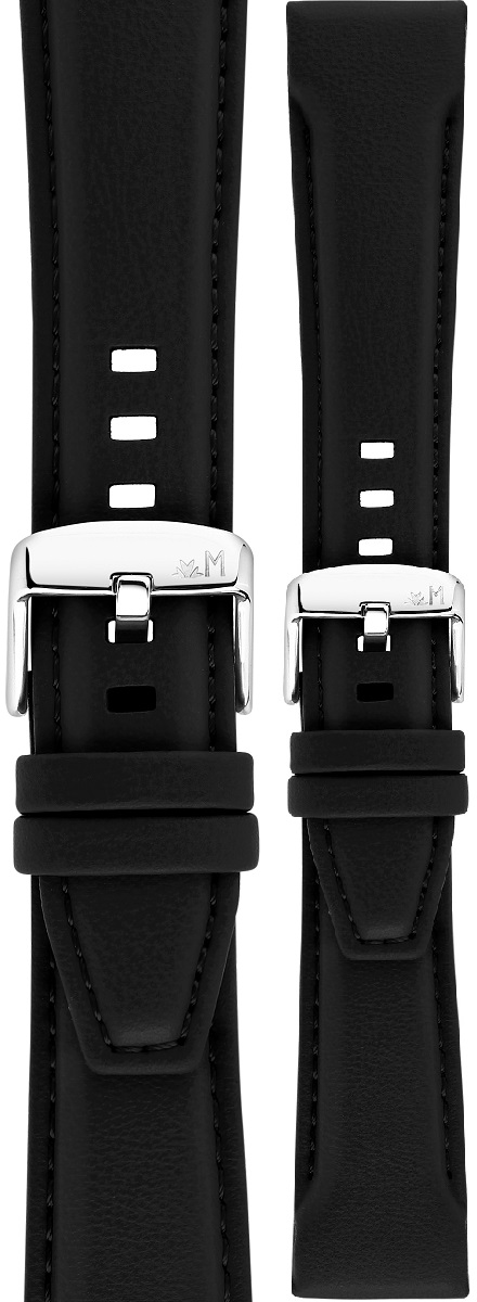 MORELLATO San Remo Sport Water Resistant Watch Strap 22-18mm Black Technical Leather Strap Silver Hardware A01X5967432019CR22 - 