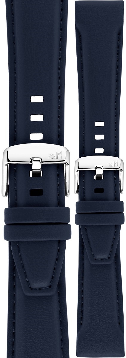 MORELLATO San Remo Sport Water Resistant Watch Strap 22-18mm Blue Technical Leather Strap Silver Hardware A01X5967432062CR22 - 1