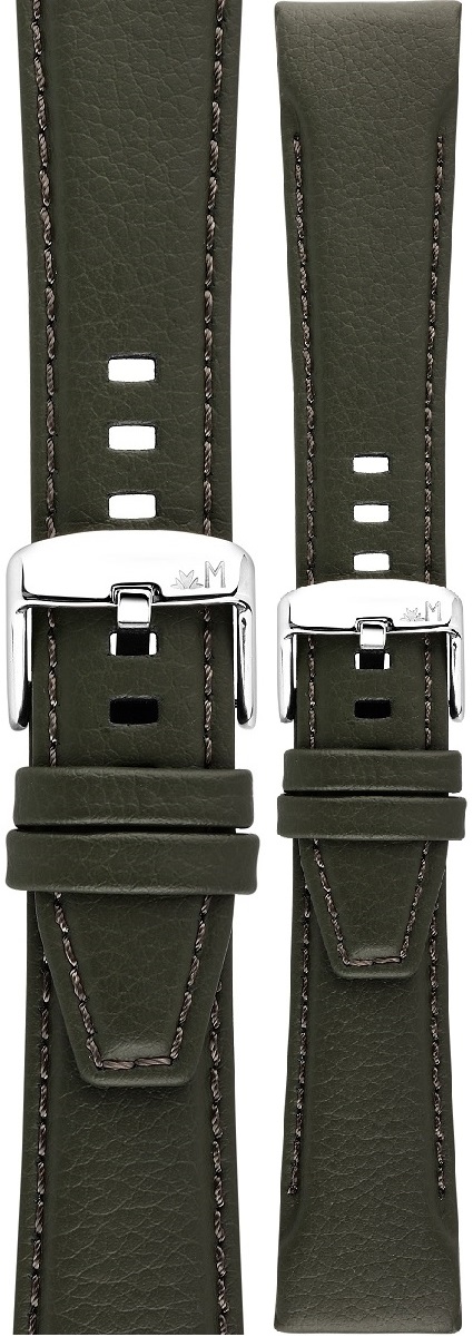 MORELLATO San Remo Sport Water Resistant Watch Strap 22-18mm Green Technical Leather Strap Silver Hardware A01X5967432072CR22 - 
