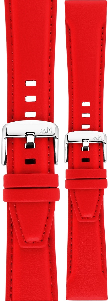 MORELLATO San Remo Sport Water Resistant Watch Strap 22-18mm Red Technical Leather Strap Silver Hardware A01X5967432083CR22 - 