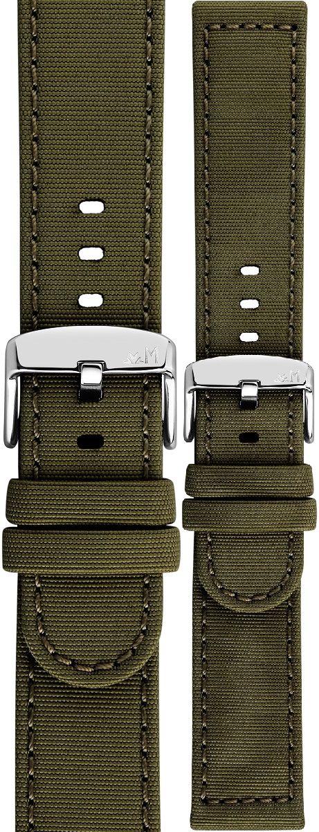 MORELLATO Viareggio Sport Water Resistant Watch Strap 22-22mm Olive Green Recycled Strap Silver Hardware A01X5969E13073CR22 - 