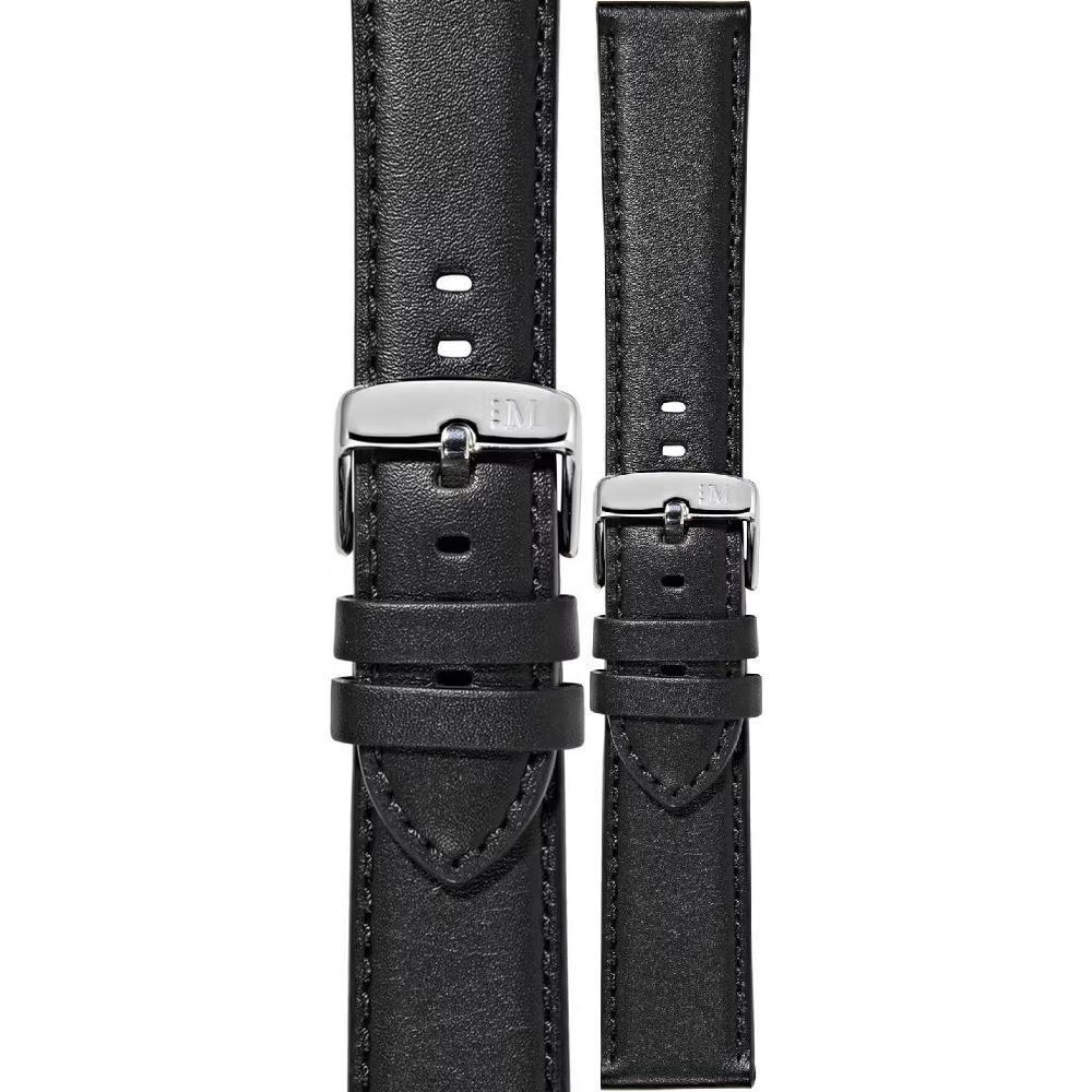MORELLATO Croquet Water Resistant Watch Strap 20-18mm Black Nappa Leather Silver Hardware A01X5976C03019CR20 - 