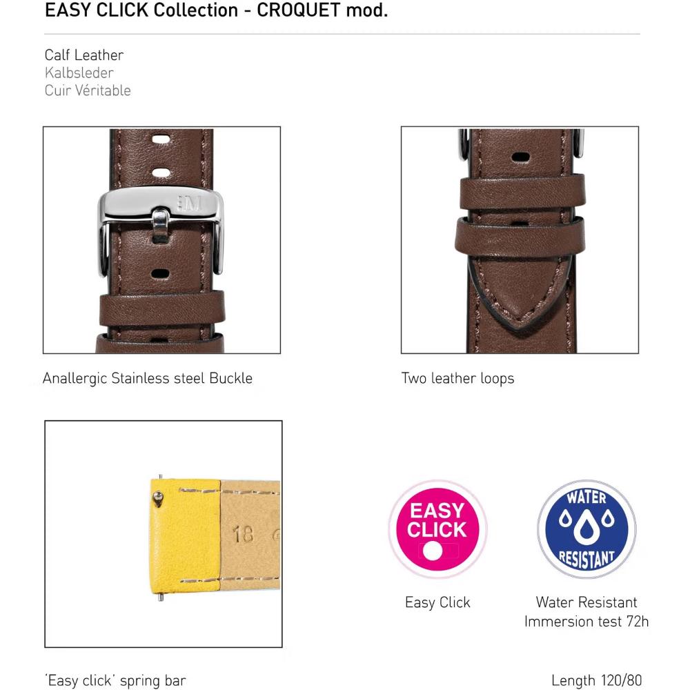 MORELLATO Croquet Water Resistant Watch Strap 20-18mm Brown Nappa Leather Silver Hardware A01X5976C03034CR20 - 4