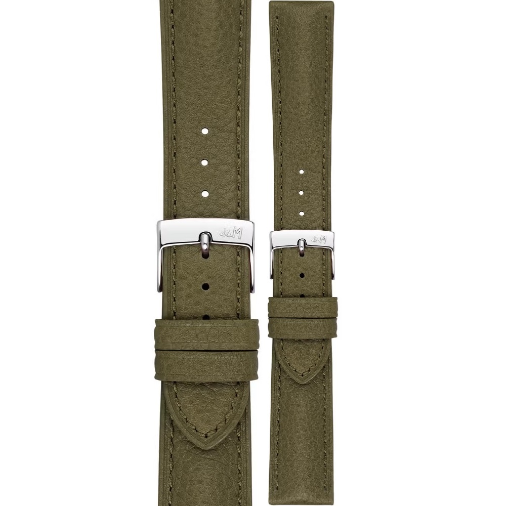 MORELLATO Hornet Watch Strap 20-18mm Olive Green Leather Silver Hardware A01X6078E31078CR20 - 