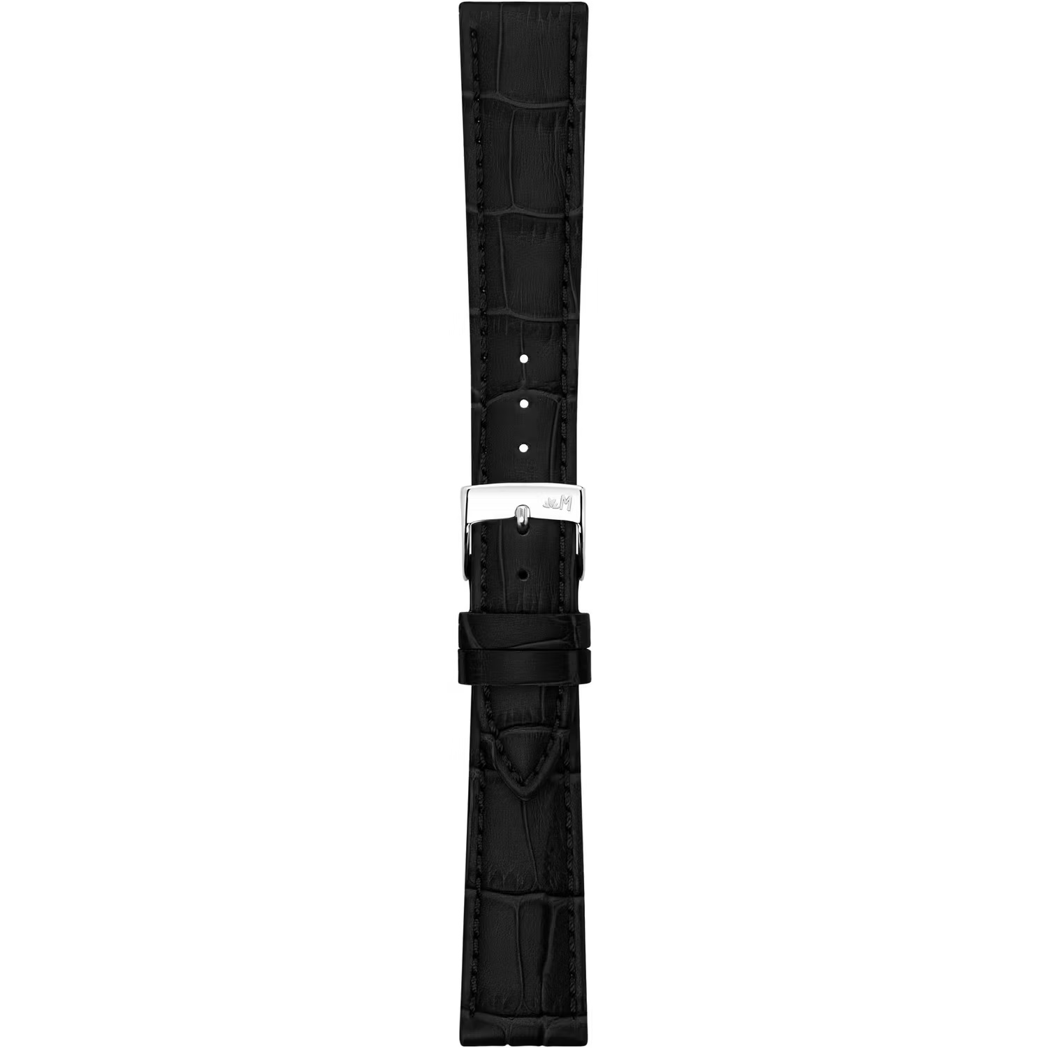 MORELLATO Bolle Watch Strap 21-16mm Black Calf Alligator Grain Leather Silver Buckle A01X6079480019CR21 - 3