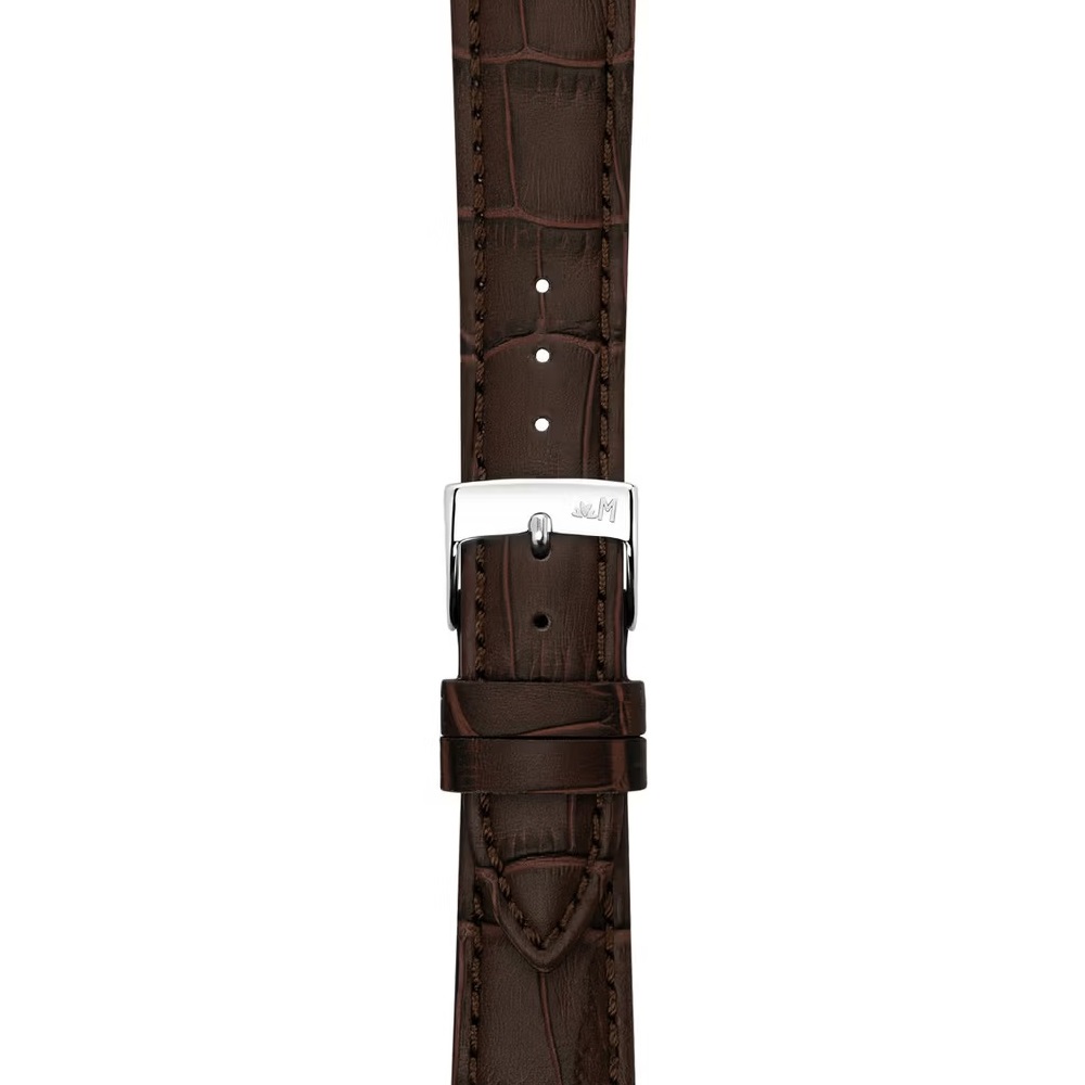 MORELLATO Bolle Watch Strap 21-18mm Brown Calf Alligator Grain Leather Silver Buckle A01X6080480032CR21 - 