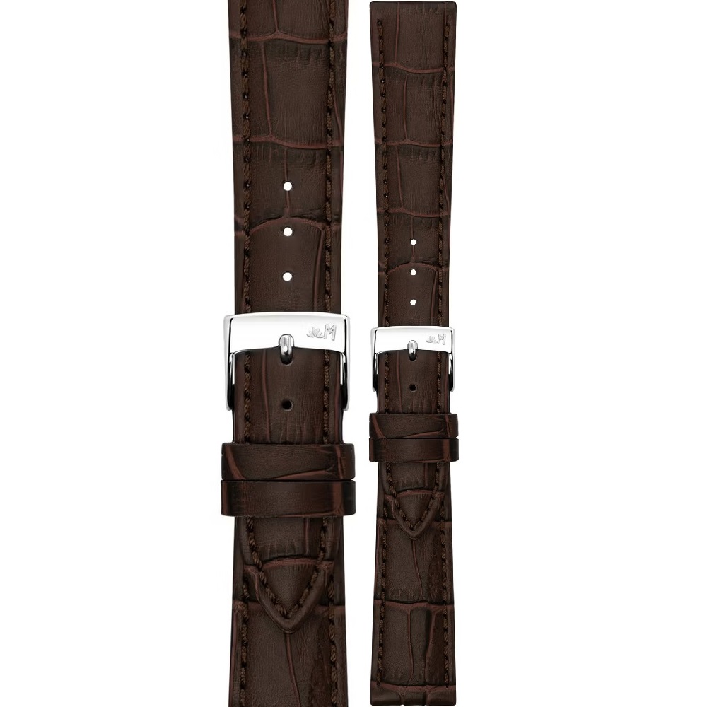 MORELLATO Bolle Watch Strap 21-18mm Brown Calf Alligator Grain Leather Silver Buckle A01X6080480032CR21 - 