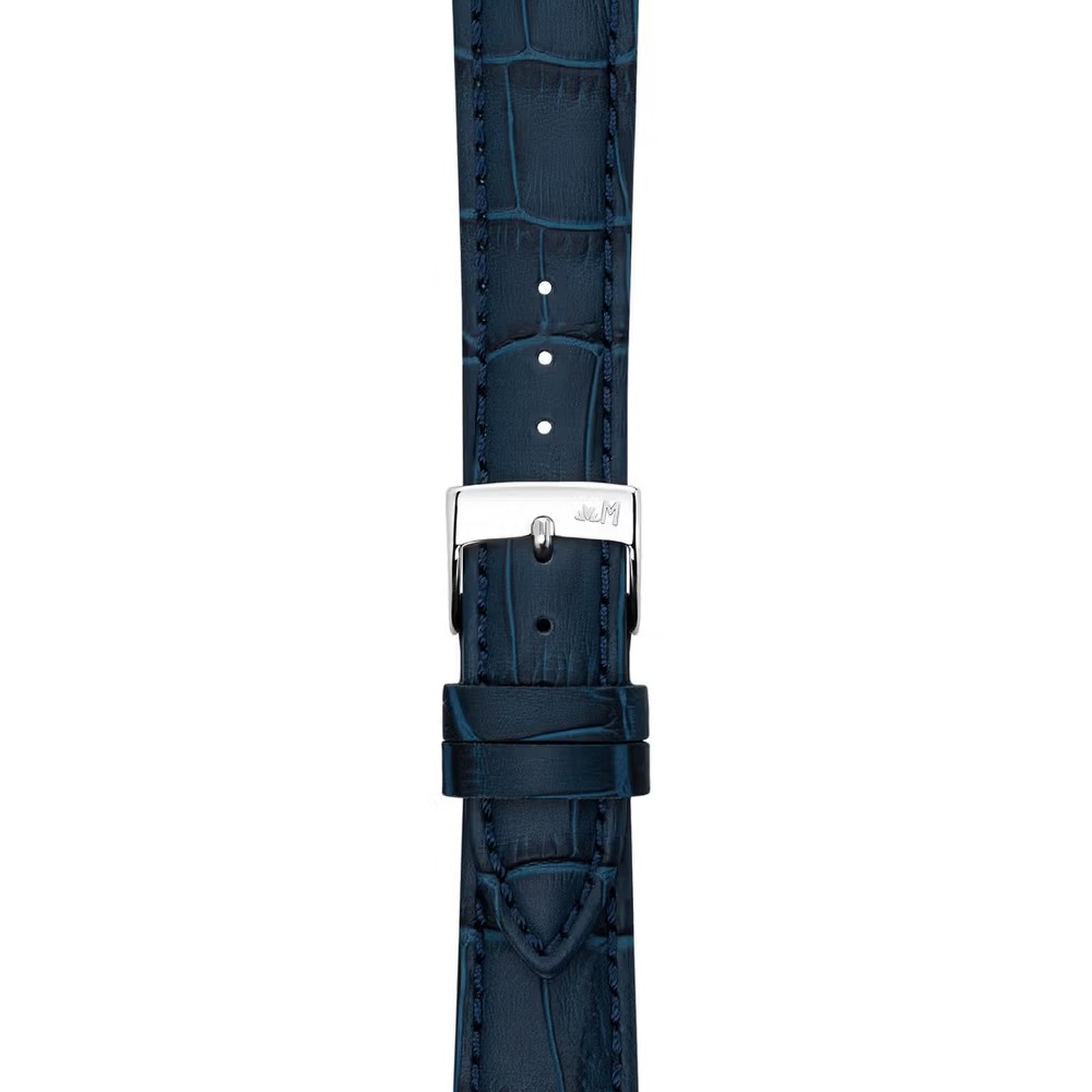 MORELLATO Bolle Watch Strap 21-18mm Blue Calf Alligator Grain Leather Silver Buckle A01X6080480061CR21 - 2