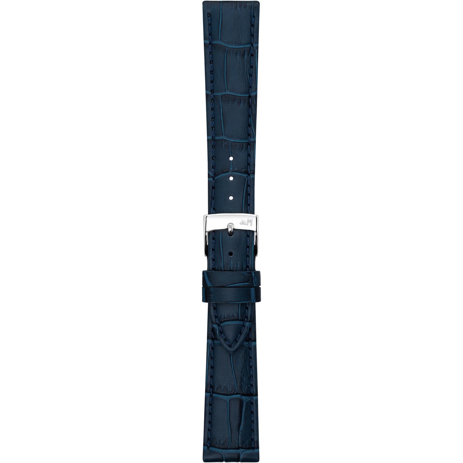 MORELLATO Bolle Watch Strap 21-18mm Blue Calf Alligator Grain Leather Silver Buckle A01X6080480061CR21 - 3