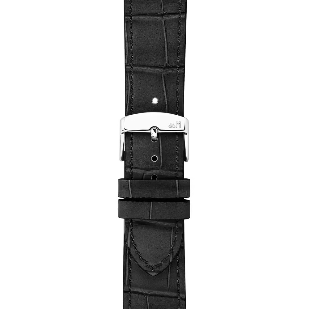 MORELLATO Ustica Water Resistant Watch Strap 20-18mm Black Calf Leather with Alligator Grain Silver Buckle A01X6081E32019CR20 - 
