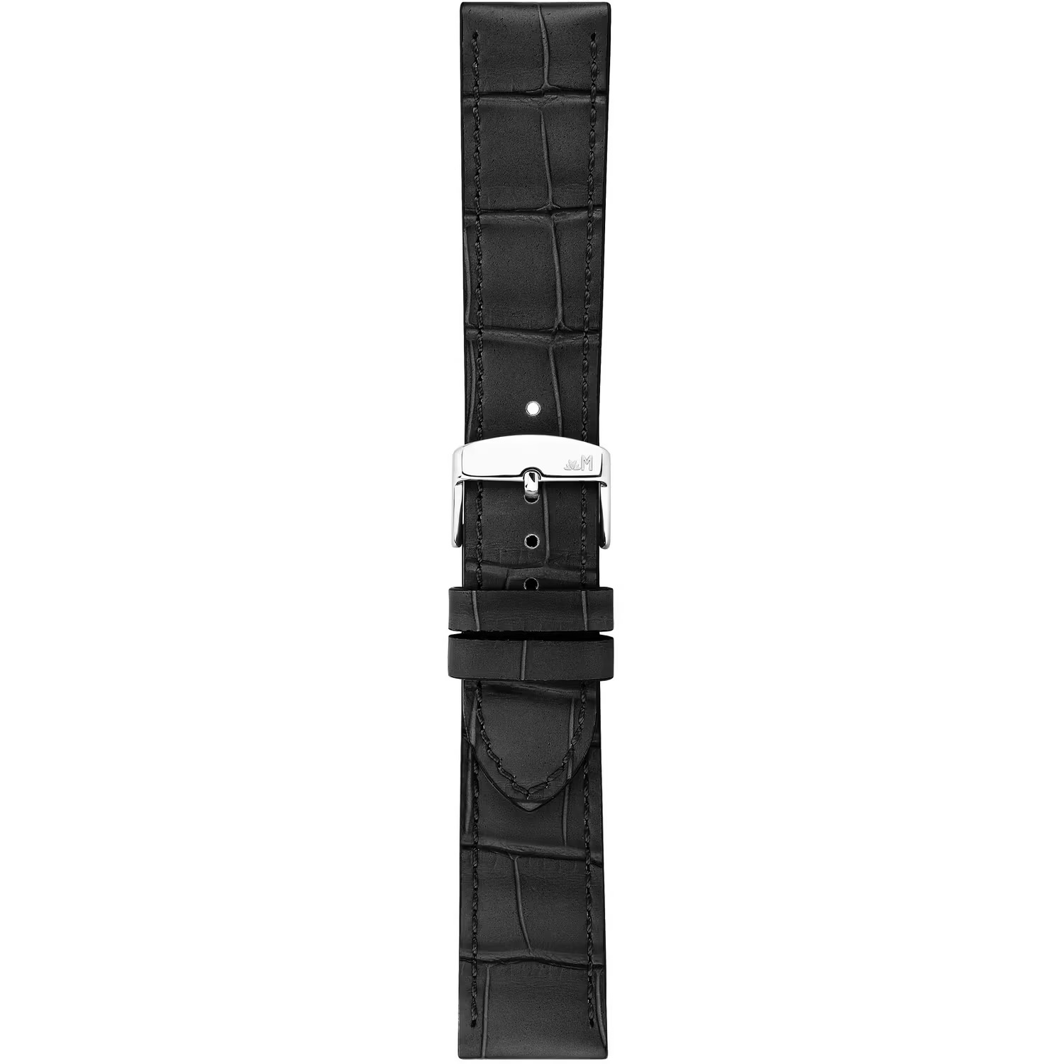 MORELLATO Ustica Water Resistant Watch Strap 20-18mm Black Calf Leather with Alligator Grain Silver Buckle A01X6081E32019CR20 - 3