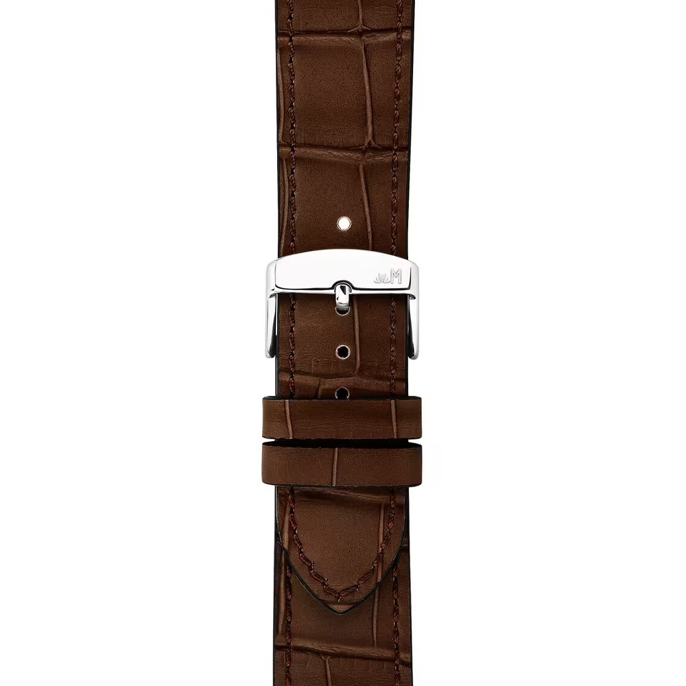 MORELLATO Ustica Water Resistant Watch Strap 24-20mm Brown Calf Leather with Alligator Grain Silver Buckle A01X6081E32032CR24 - 2