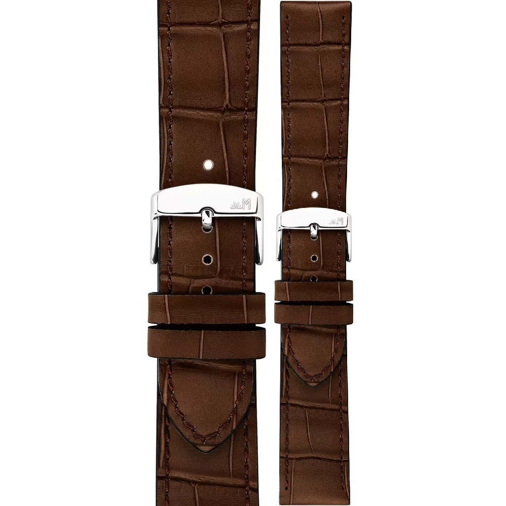 MORELLATO Ustica Water Resistant Watch Strap 24-20mm Brown Calf Leather with Alligator Grain Silver Buckle A01X6081E32032CR24 - 1