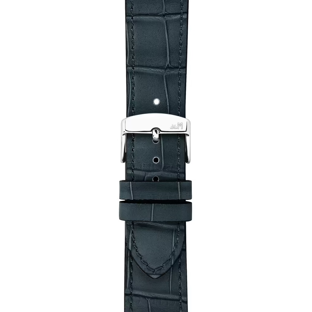 MORELLATO Ustica Water Resistant Watch Strap 20-18mm Blue Calf Leather with Alligator Grain Silver Buckle A01X6081E32062CR20 - 