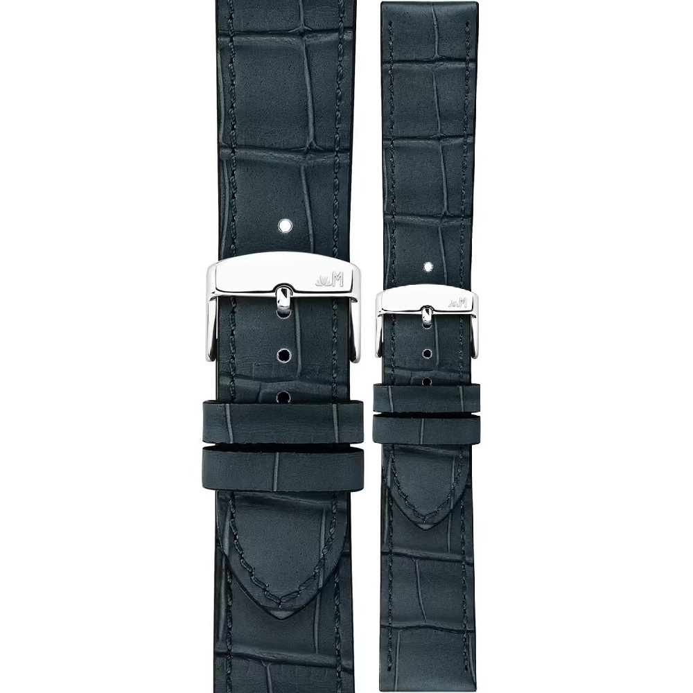 MORELLATO Ustica Water Resistant Watch Strap 20-18mm Blue Calf Leather with Alligator Grain Silver Buckle A01X6081E32062CR20 - 