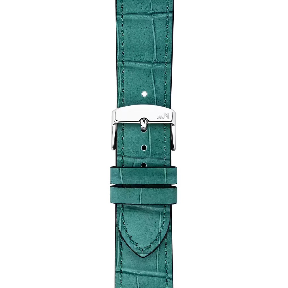 MORELLATO Ustica Water Resistant Watch Strap 20-18mm Turquoise Calf Leather with Alligator Grain Silver Buckle A01X6081E32076CR20 - 2