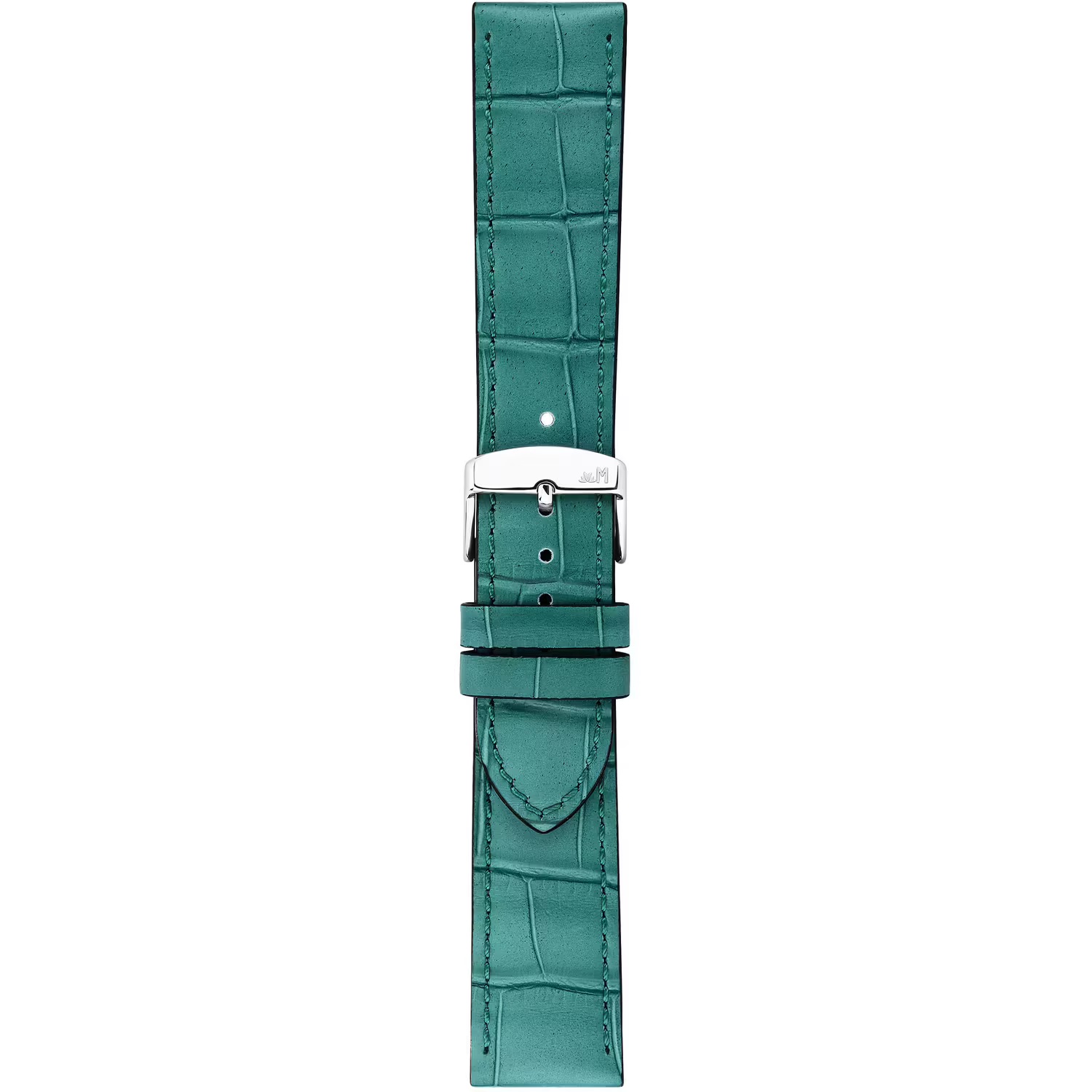 MORELLATO Ustica Water Resistant Watch Strap 20-18mm Turquoise Calf Leather with Alligator Grain Silver Buckle A01X6081E32076CR20 - 3