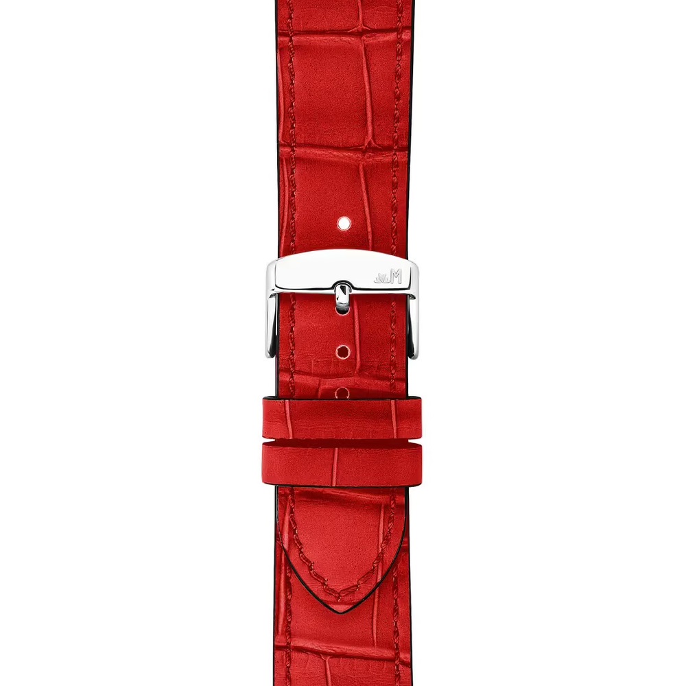 MORELLATO Ustica Water Resistant Watch Strap 20-18mm Red Calf Leather with Alligator Grain Silver Buckle A01X6081E32083CR20 - 