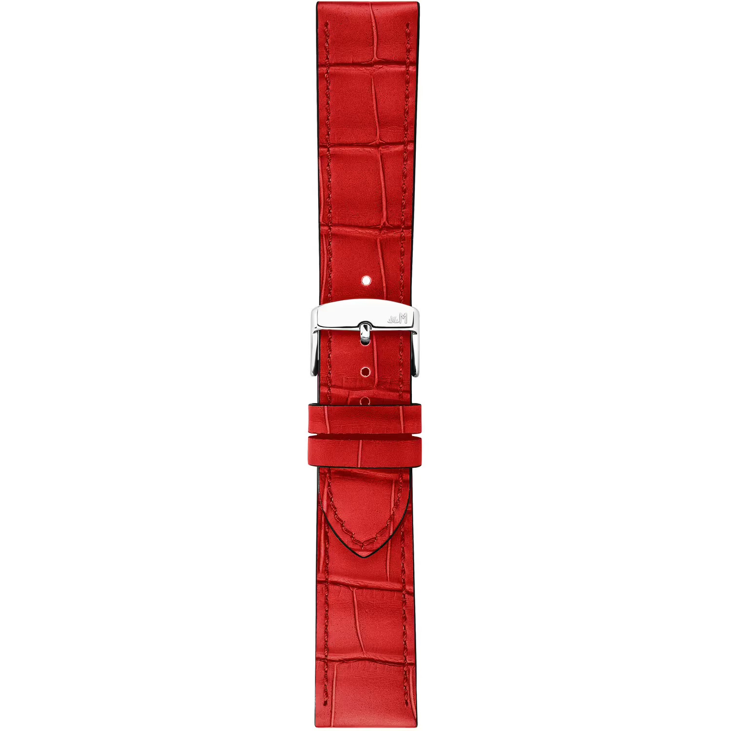 MORELLATO Ustica Water Resistant Watch Strap 20-18mm Red Calf Leather with Alligator Grain Silver Buckle A01X6081E32083CR20 - 3