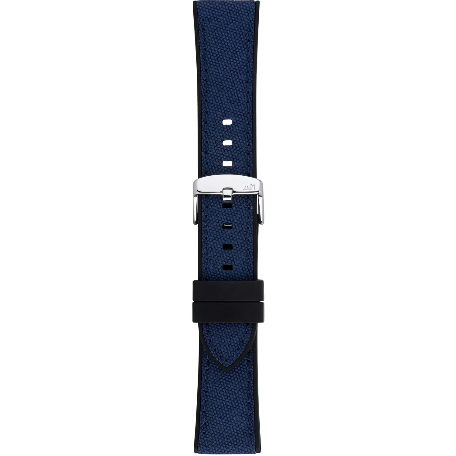 MORELLATO Stintino Water Resistant Watch Strap 22-20mm Black Rubber & Blue Fabric Silver Buckle A01X6082E35064CR22 - 3