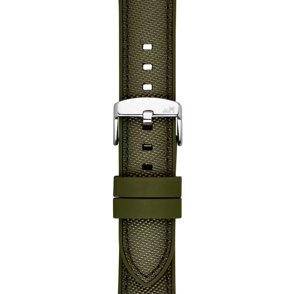 MORELLATO Stintino Water Resistant Watch Strap 22-20mm Olive Green Rubber & Fabric Silver Buckle A01X6082E35073CR22 - 2