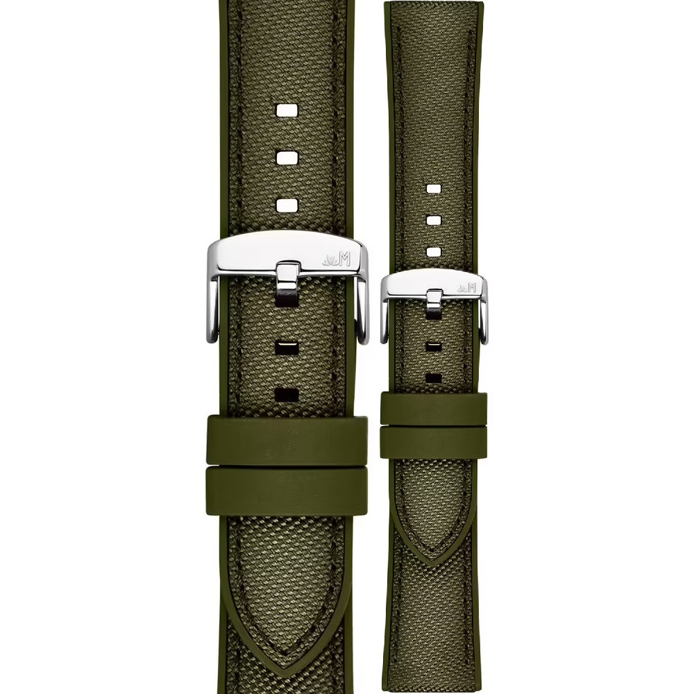 MORELLATO Stintino Water Resistant Watch Strap 22-20mm Olive Green Rubber & Fabric Silver Buckle A01X6082E35073CR22 - 1