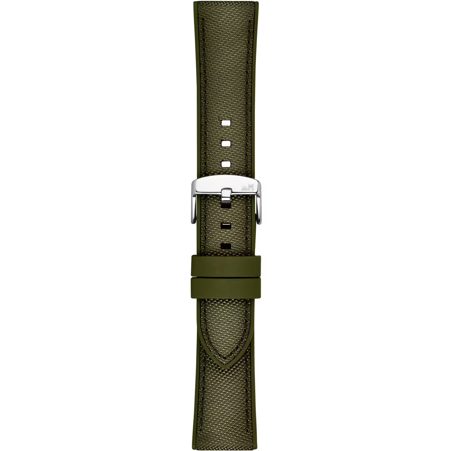 MORELLATO Stintino Water Resistant Watch Strap 22-20mm Olive Green Rubber & Fabric Silver Buckle A01X6082E35073CR22 - 3