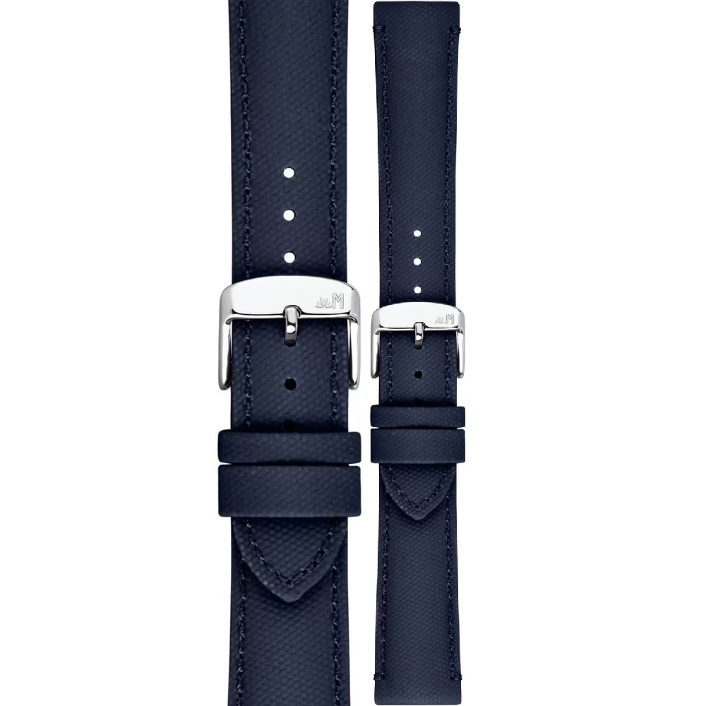 MORELLATO Ponza Water Resistant Watch Strap 18-16mm Navy Blue Recycled Fabric Silver Buckle A01X6083E36062CR18 - 