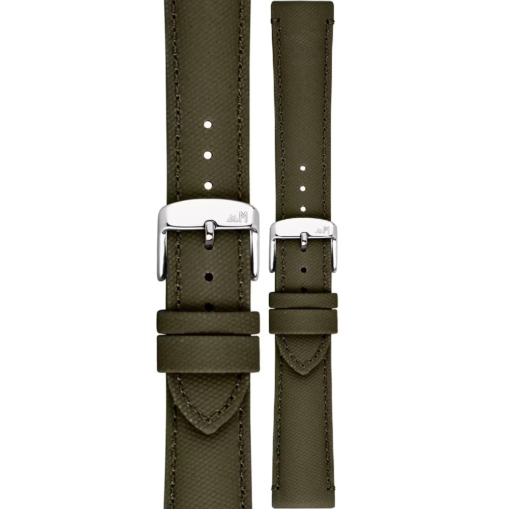 MORELLATO Ponza Water Resistant Watch Strap 18-16mm Olive Green Recycled Fabric Silver Buckle A01X6083E36073CR18 - 