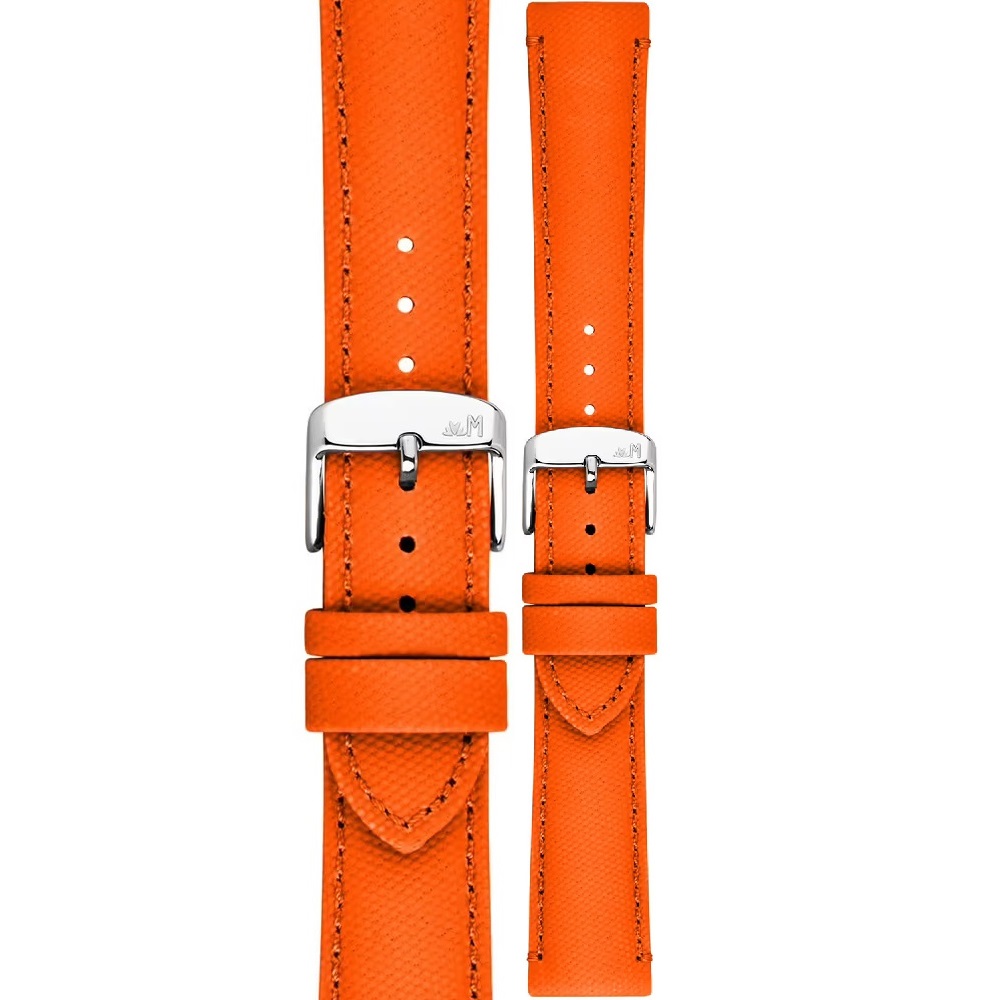 MORELLATO Ponza Water Resistant Watch Strap 18-16mm Orange Recycled Fabric Silver Buckle A01X6083E36086CR18 - 