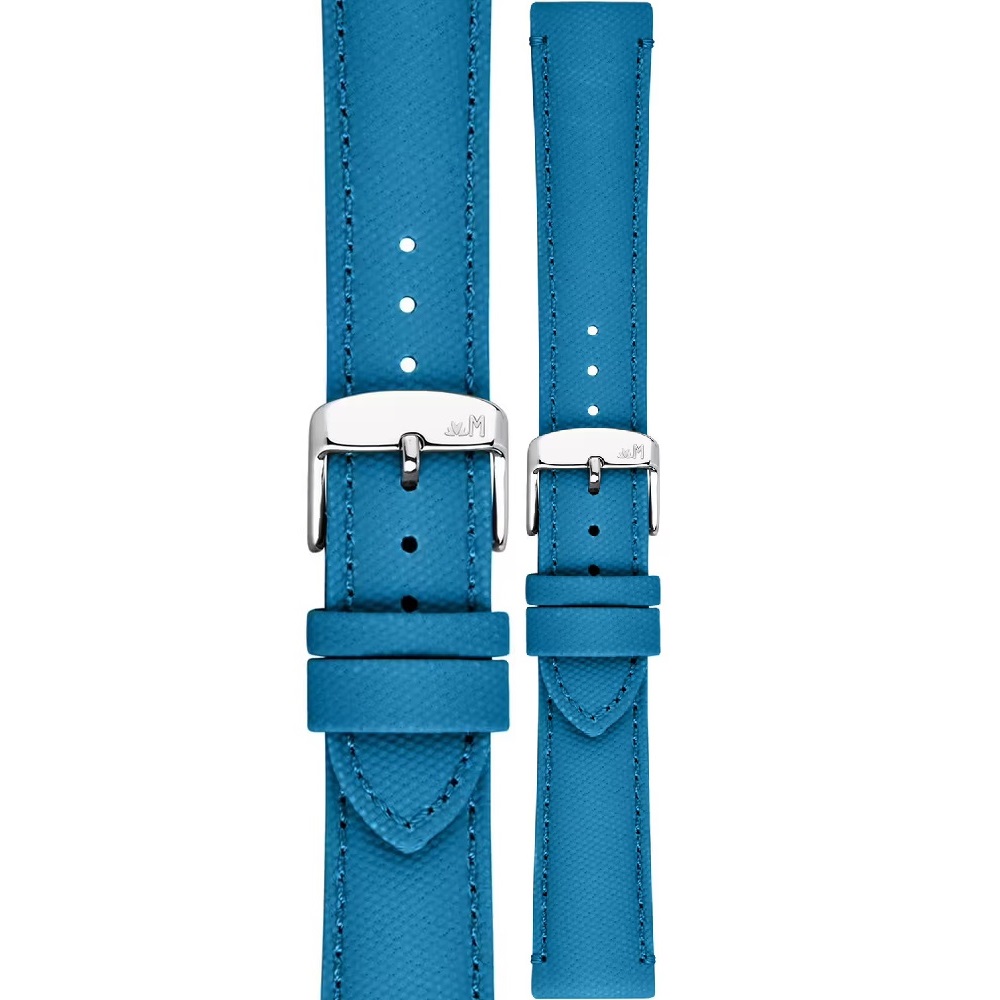 MORELLATO Ponza Water Resistant Watch Strap 18-16mm Light Blue Recycled Fabric Silver Buckle A01X6083E36166CR18 - 