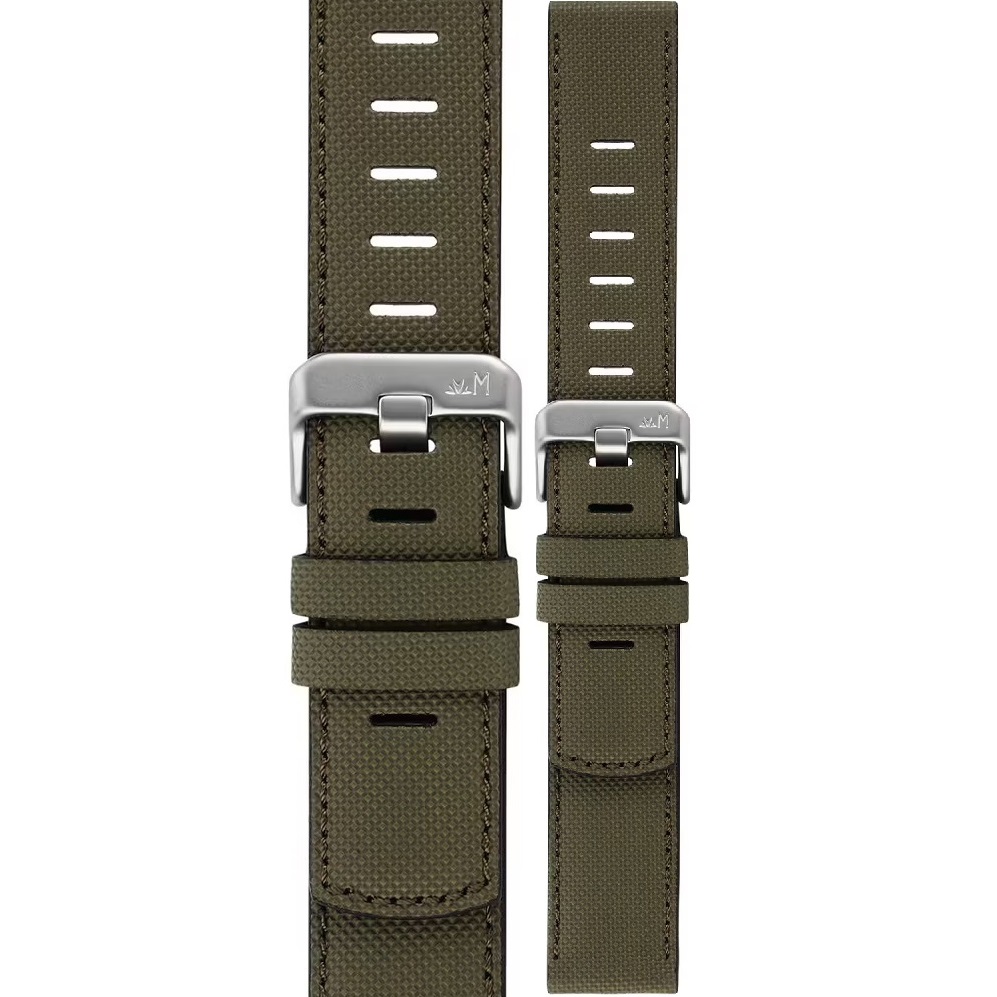 MORELLATO Bit Watch Strap 18mm Olive Green Coated Leather Silver Hardware A01X6084E39070SB18 - 