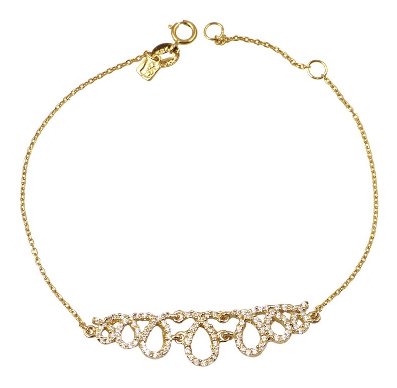 ΒΡΑΧΙΟΛΙ SENZIO Κίτρινο Χρυσό 14K με Πέτρες Ζιργκόν A660B-Y - 