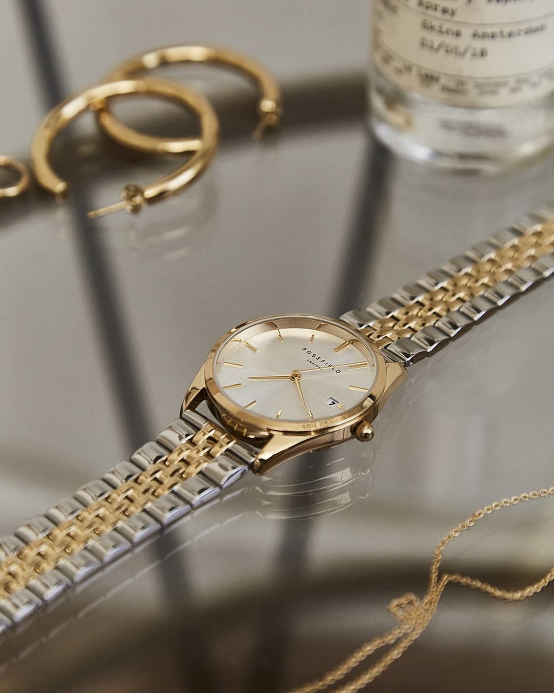 ROSEFIELD The Ace Silver Dial 33mm Two Tone Gold Stainless Steel Bracelet ACSGD-A01 - 5
