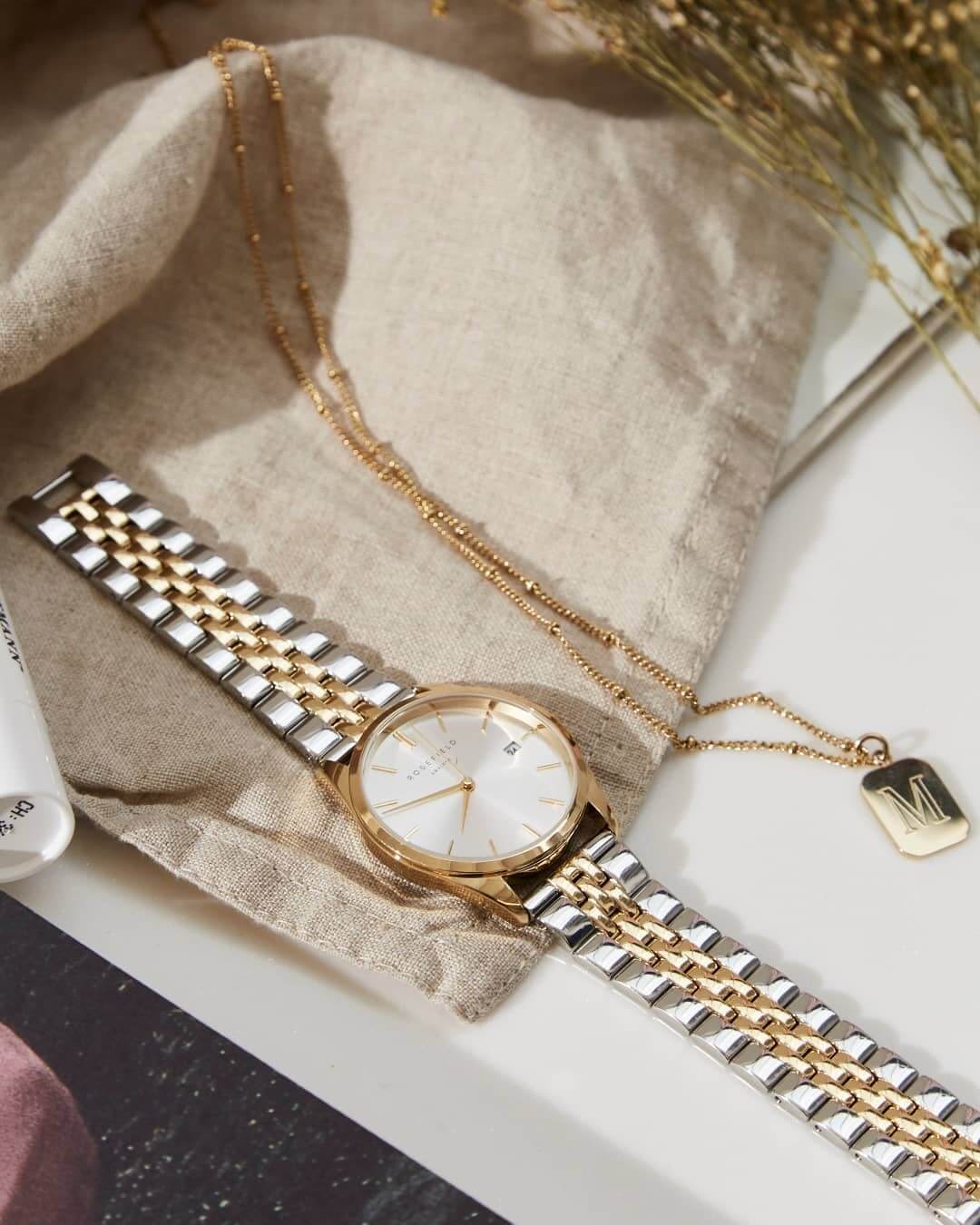 ROSEFIELD The Ace Silver Dial 33mm Two Tone Gold Stainless Steel Bracelet ACSGD-A01 - 6