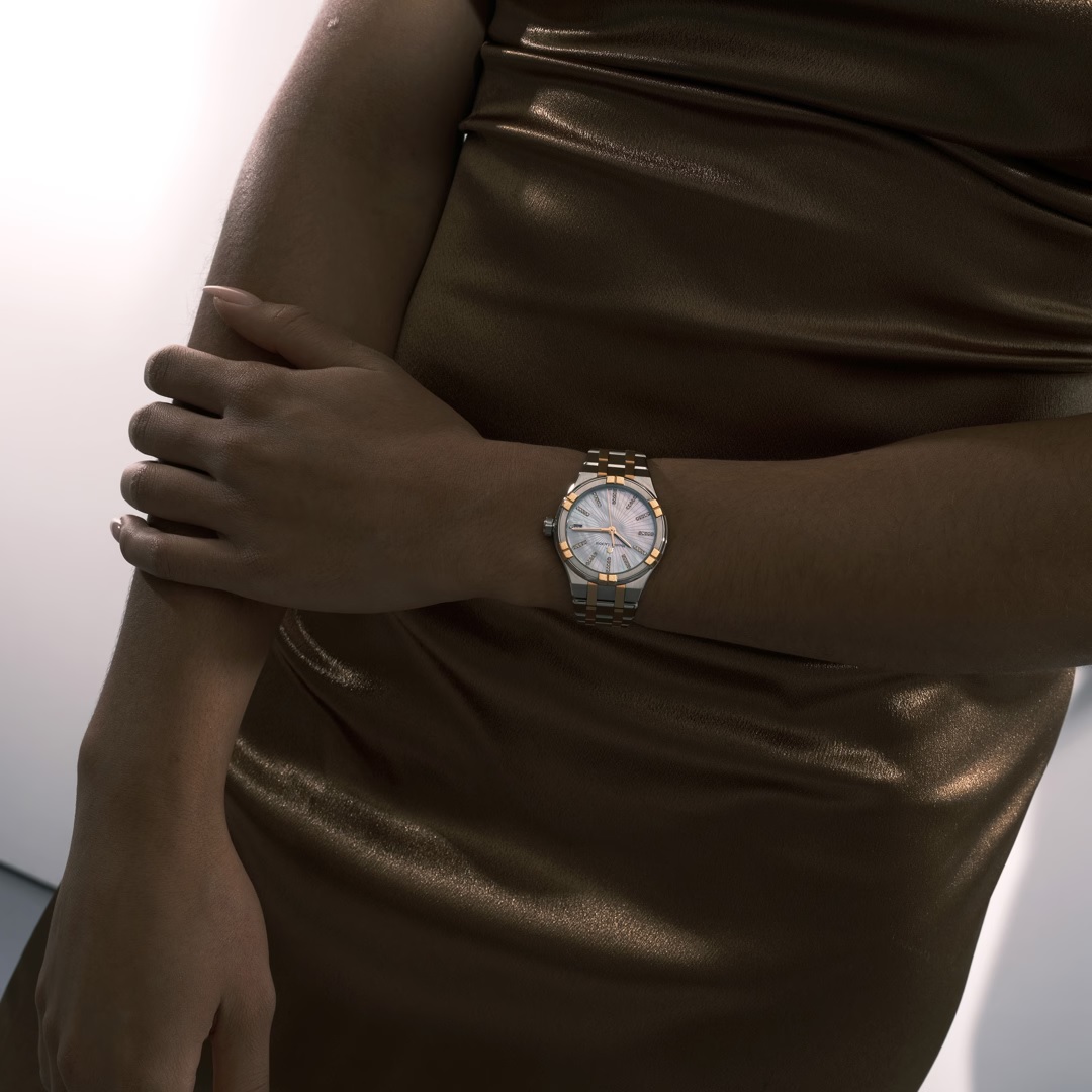 MAURICE LACROIX Aikon Quartz White Pearl Dial with Diamonds 35mm Two Tone Rose Gold Stainless Steel Bracelet AI1106-PVP02-170-1 - 4