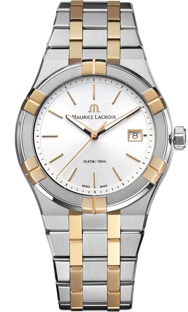 MAURICE LACROIX Aikon Quartz Silver Dial 40mm Two Tone Rose Gold Stainless Steel Bracelet AI1108-PVP02-130-1 - 