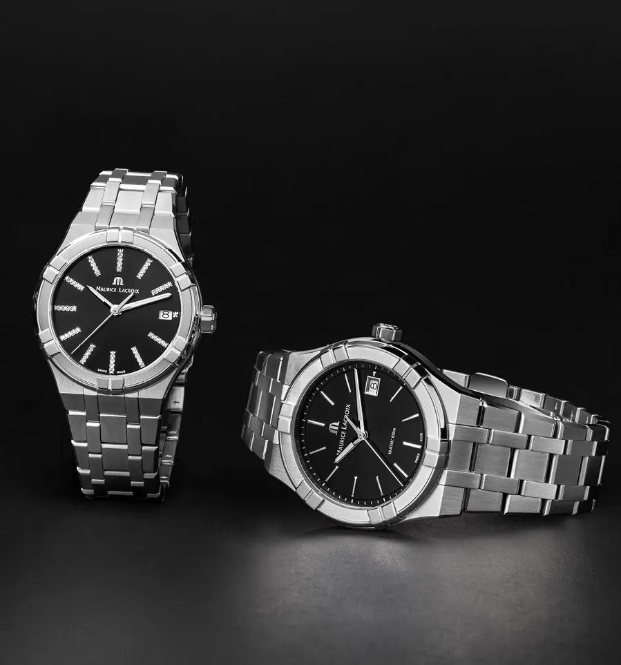 MAURICE LACROIX Aikon Quartz Black Dial 40mm Silver Stainless Steel Bracelet AI1108-SS002-330-1 - 