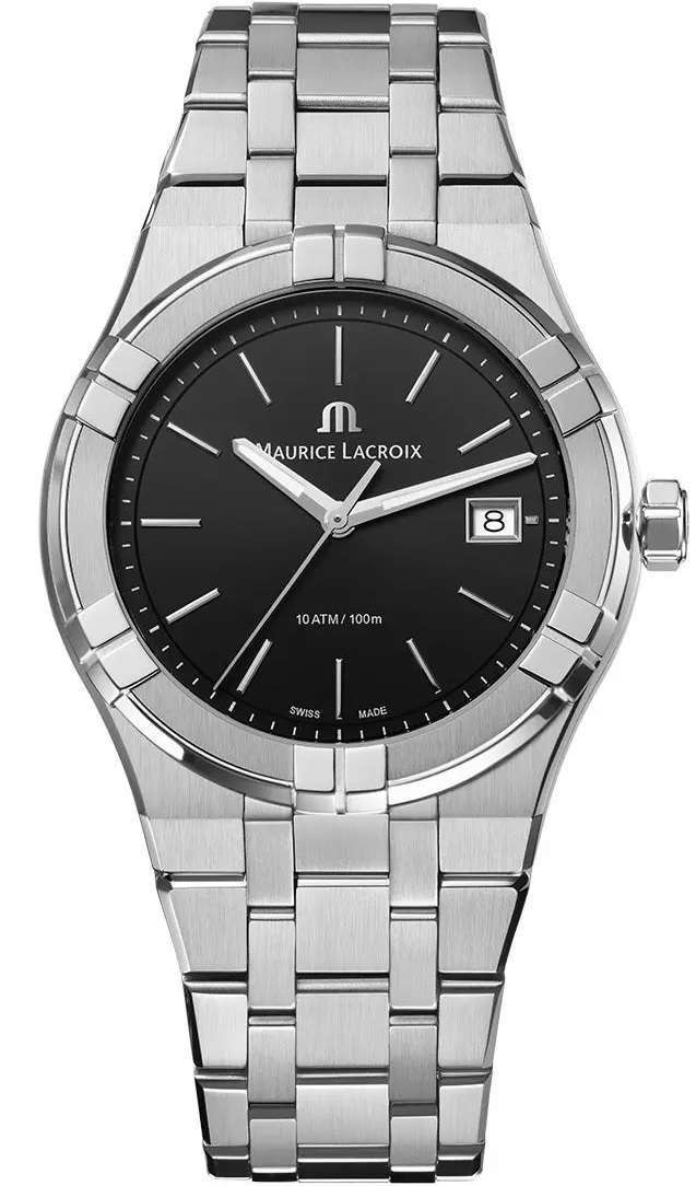 MAURICE LACROIX Aikon Quartz Black Dial 40mm Silver Stainless Steel Bracelet AI1108-SS002-330-1 - 