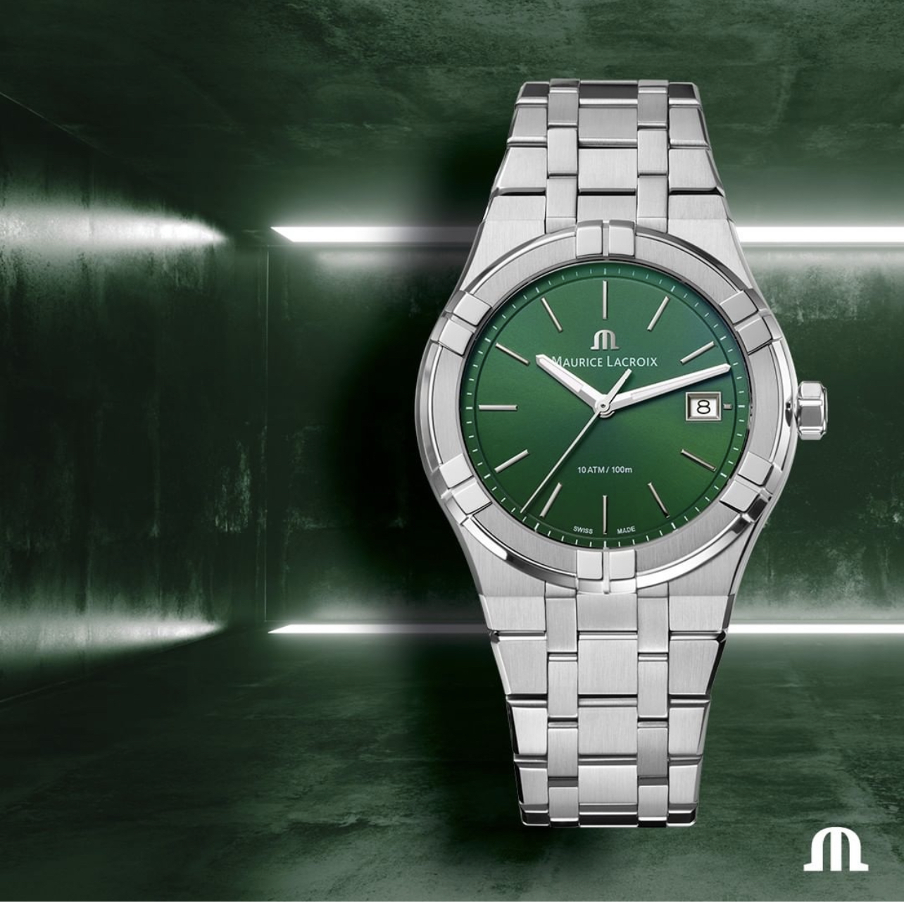 MAURICE LACROIX Aikon Quartz Green Dial 40mm Silver Stainless Steel Bracelet AI1108-SS002-630-1 - 7