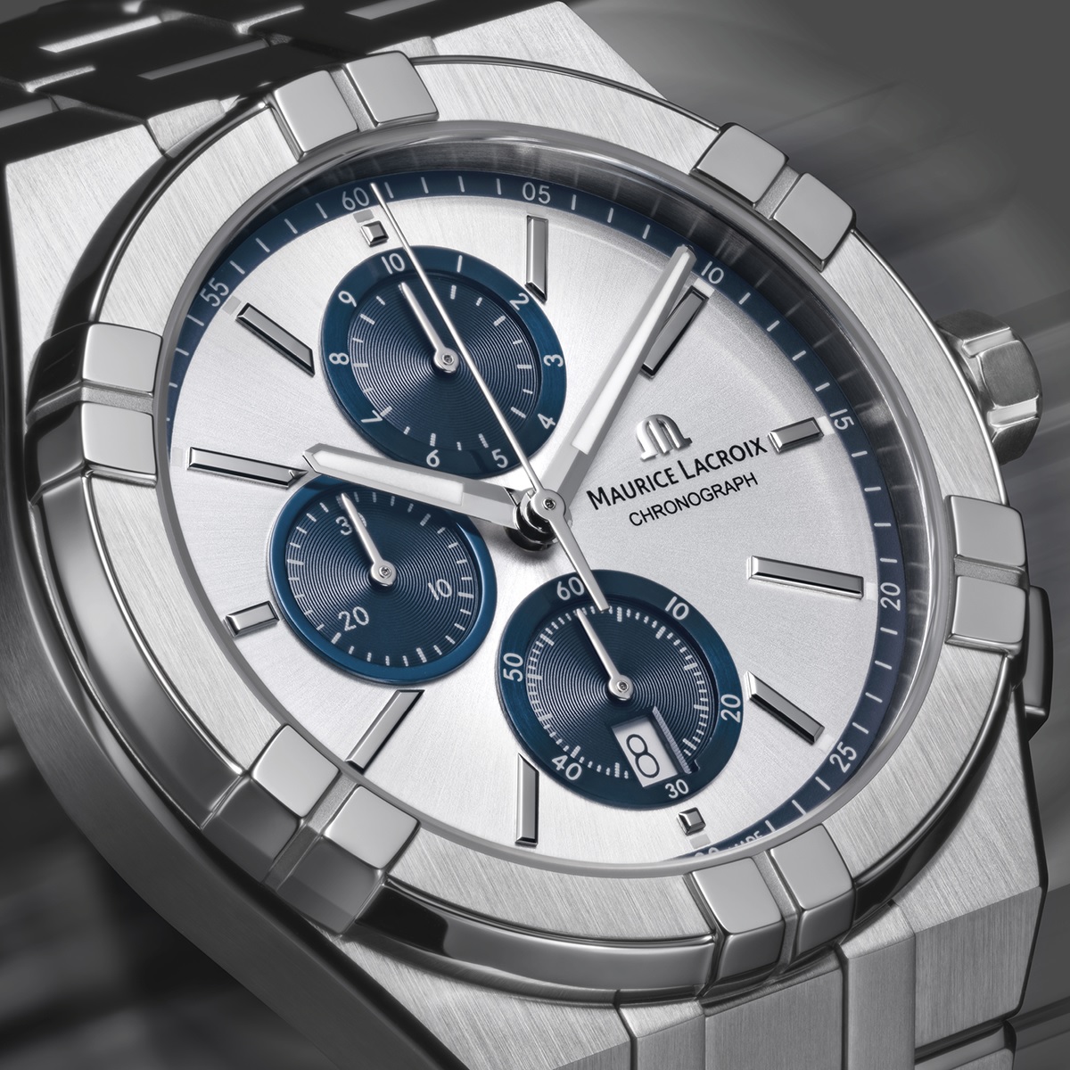 MAURICE LACROIX Aikon Quartz Chronograph Silver Dial 42mm Silver Stainless Steel Bracelet AI1118-SS002-230-1 - 