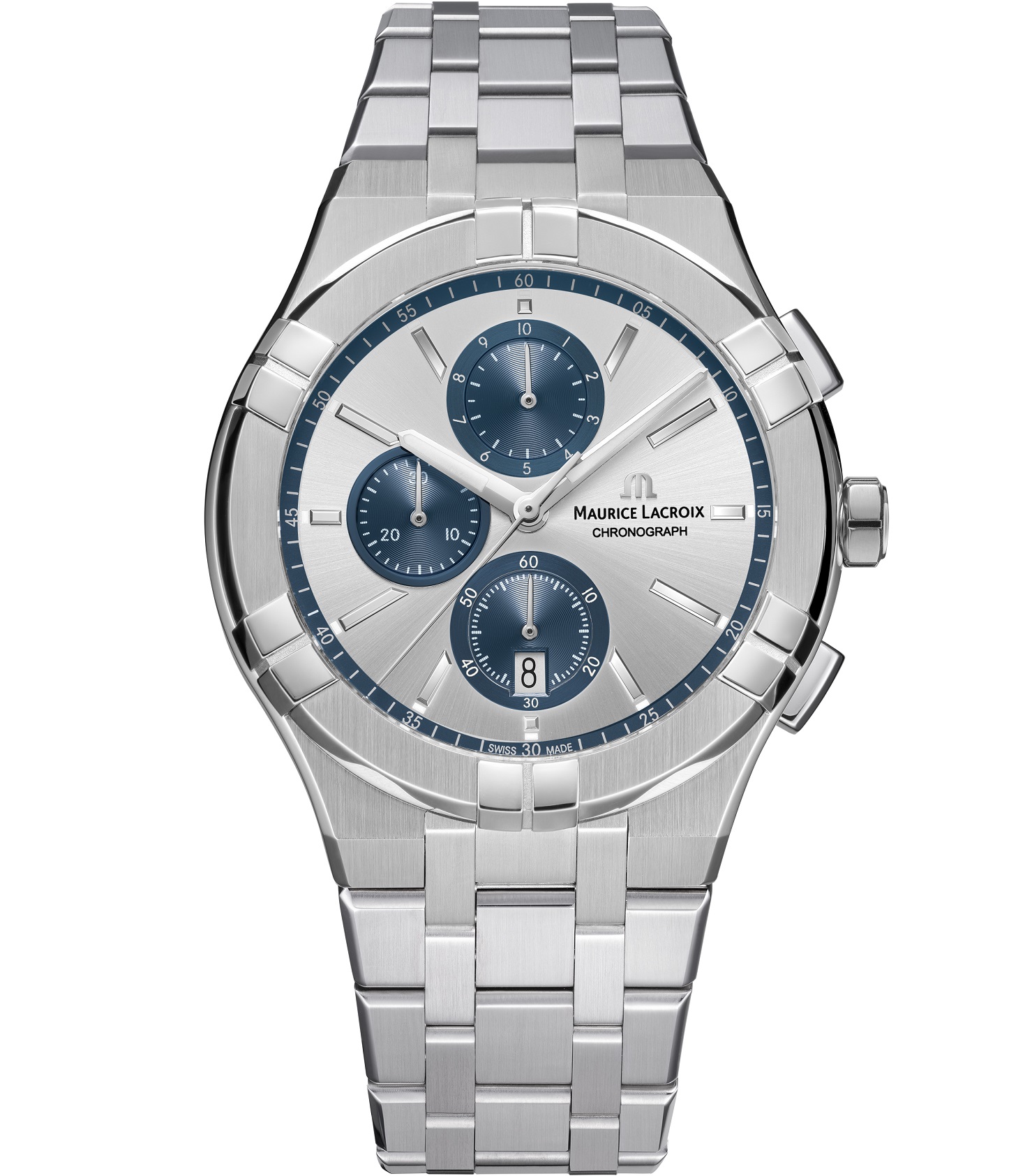 MAURICE LACROIX Aikon Quartz Chronograph Silver Dial 42mm Silver Stainless Steel Bracelet AI1118-SS002-230-1 - 